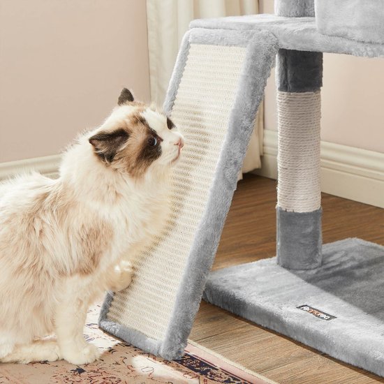 FEANDREA krabpaal, krabpaal met zacht pluche, kattenboom lichtgrijs PCT191W01 FEANDREA krabpaal, krabpaal met zacht pluche, kattenboom lichtgrijs PCT191W01