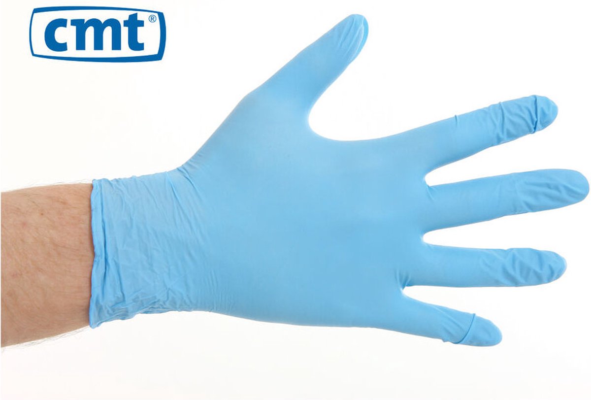 Goedkoopste Nitril handschoenen poedervrij large blauw 10x100/ds - 651004 L