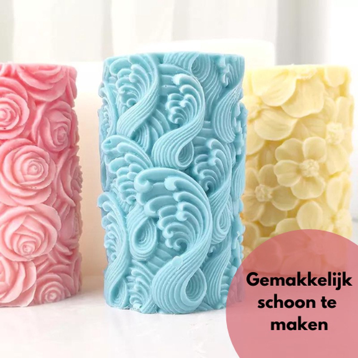 Gukasxi 4 Stijlen Siliconen Mal, Theelicht Kaarsenhouder Mallen, Star Square Polygon Ronde Siliconen Mallen voor Epoxy Hars Casting, DIY Kandelaar Ambachten, Sieraden Organisator Trinket Container Mold