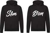 Slim & Dom 2 Prachtige Hoodie's | Blondje | Relatie | Vriend | Vriendin | Partner | Maat | Beste Vriend |Kind | Dames | Heren | Kinder | Trui | Capuchon