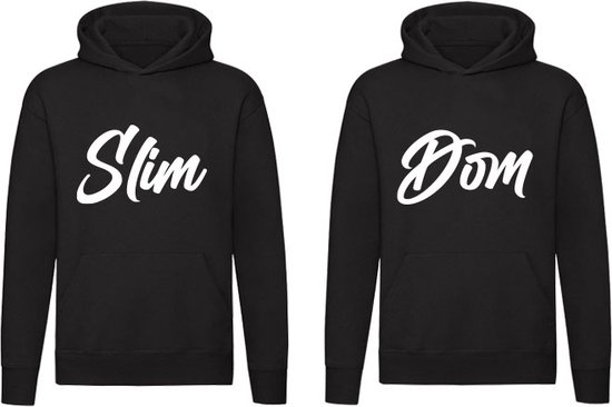 Slim & Dom 2 beaux sweats à capuche | Blond | Relation | Copain | Petite amie | Partenaire | Taille | Meilleur ami |Enfant | Femmes | Hommes | Enfants | Pull | Capuche