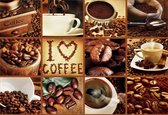 Fotobehang - Vlies Behang - Koffie - I Love Coffee Collage - Horeca - Restaurant - Café - Hotel - 208 x 146 cm