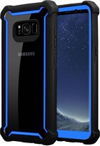 Cadorabo Hoesje voor Samsung Galaxy S8 PLUS in BLAUW ZWART - 2-in-1 beschermhoes met TPU siliconen rand en acrylglas achterkant