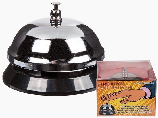 Foto: Hotel receptiebel baliebel 3x rond dia 8 cm metalen bellen hand bel zilver
