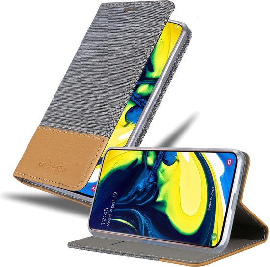 Coque Cadorabo pour Samsung Galaxy A80 / A90 4G en GRIS MARRON CLAIR - Coque de protection avec fermeture magnétique