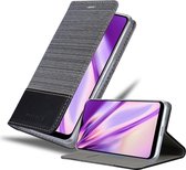 Cadorabo Hoesje geschikt voor Samsung Galaxy A20 / A30 / M10s in GRIJS ZWART - Beschermhoes met magnetische sluiting, standfunctie en kaartvakje Book Case Cover Etui