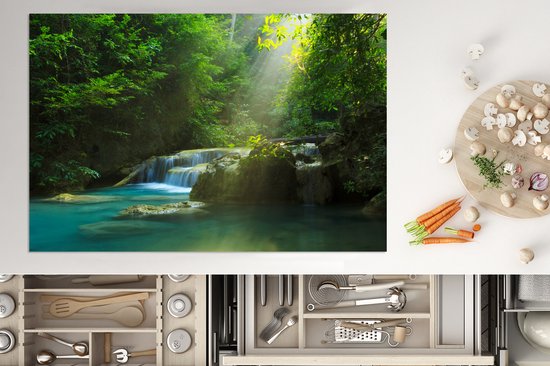 KitchenYeah® Inductie beschermer 77x51 cm - Jungle - Waterval - Planten - Jongens - Meisjes - Kinderen - Kookplaataccessoires - Afdekplaat voor kookplaat - Inductiebeschermer - Inductiemat - Inductieplaat mat