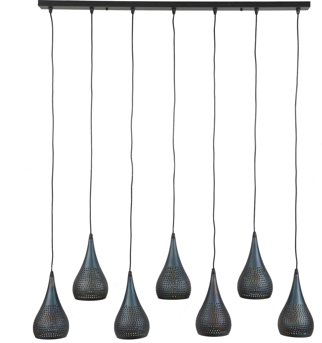 Sieve - Hanglamp - metaal - zwart - bruin - druppelvorm - 7 lichtpunten