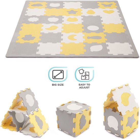 Kinderkraft LUNO SHAPES - 3D schuimmat puzzelmat - 30 stuks - 185x165 cm - 1,2 cm dik - niet-giftig EVA-schuim - waterdicht en gemakkelijk schoon te maken - verstelbaar formaat - ondersteunt kruipen en eerste stapjes - vanaf 10 maanden - Zwart van Kinderkraft — afbeelding 5