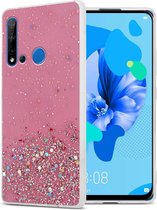 Cadorabo Hoesje voor Huawei NOVA 5i / P20 LITE 2019 in Roze met Glitter - Beschermhoes van flexibel TPU silicone met fonkelende glitters Case Cover Etui