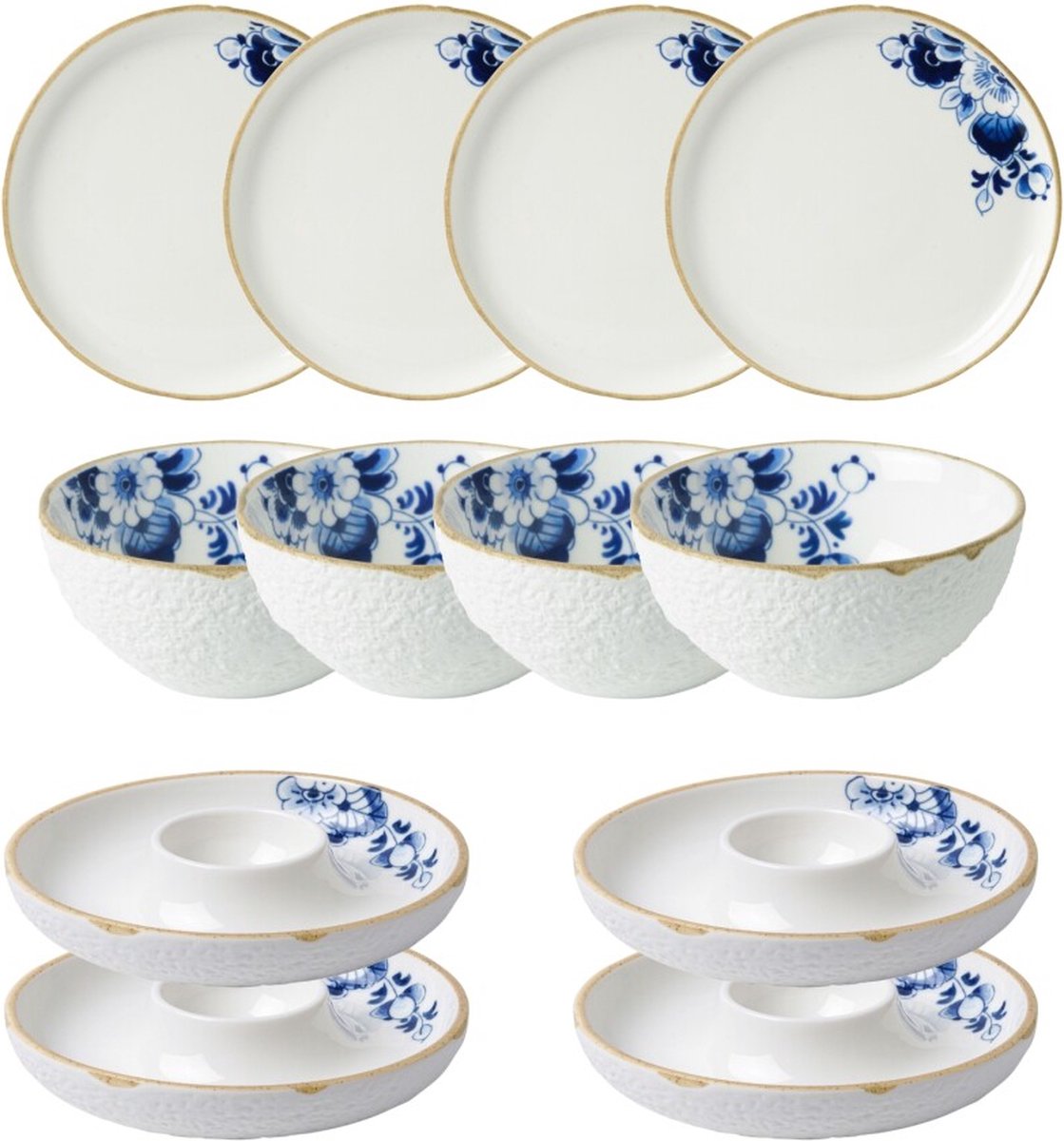 Heinen Delfts Blauw | Blauw Vouw Italiaanse avond | 3-delig | 4 pers.