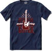 Rock Make Noise Play Cool Guitar | Muziek - Gitaar - Hobby - T-Shirt - Unisex - Navy Blue - Maat L