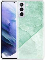 Hoesje Geschikt voor Samsung Galaxy S21 Plus Green Marble