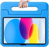 Kinder Tablethoes met Handvat Blauw Geschikt voor Apple iPad 10.9 (2022) - Tablethoes Kindvriendelijk - Beschermhoes voor Kinderen - Shockproof - met Standaard - Tegen Vallen