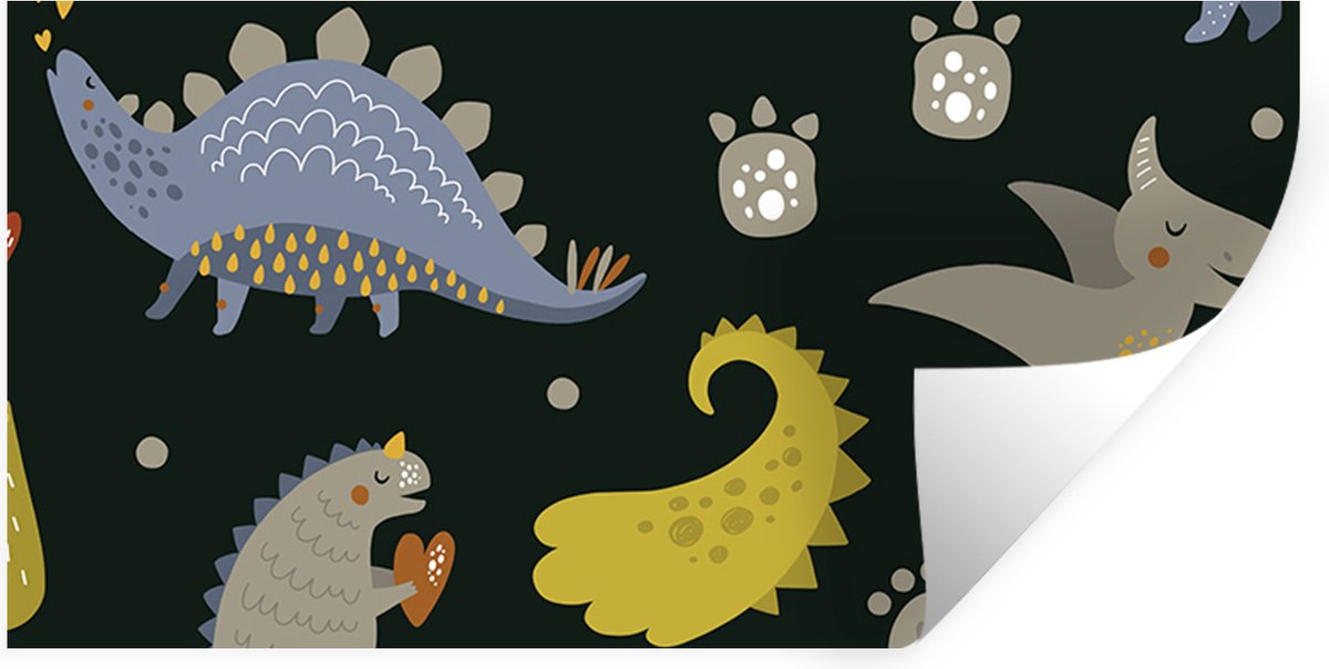 Muurstickers - Sticker Folie - Dino - Kinderen - Patronen - Jongens - Meisjes - Dinosaurus