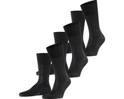FALKE Tiago 3-Pack eenkleurig fil d'Ecosse katoen multipack sokken heren grijs - maat 39-40
