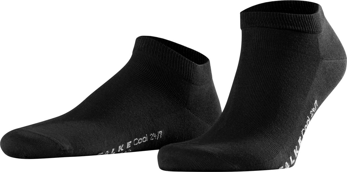 FALKE Cool 24/7 kort eenkleurig katoen sneakersokken enkelsokken heren zwart - maat 43-44