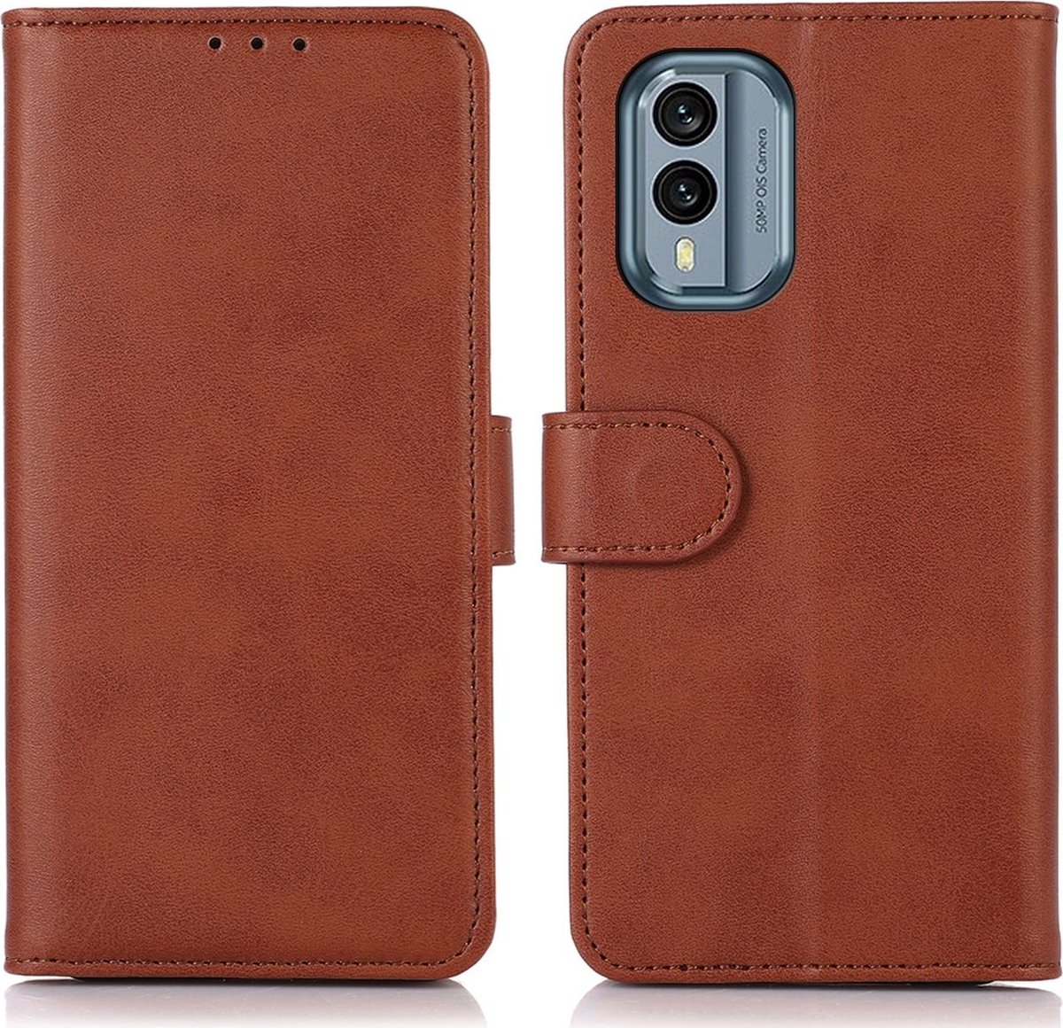 Mobigear Telefoonhoesje geschikt voor Nokia X30 Hoesje | Mobigear Wallet Bookcase Portemonnee | Pasjeshouder voor 3 Pasjes | Telefoonhoesje voor Pinpas / OV Kaart / Rijbewijs - Bruin