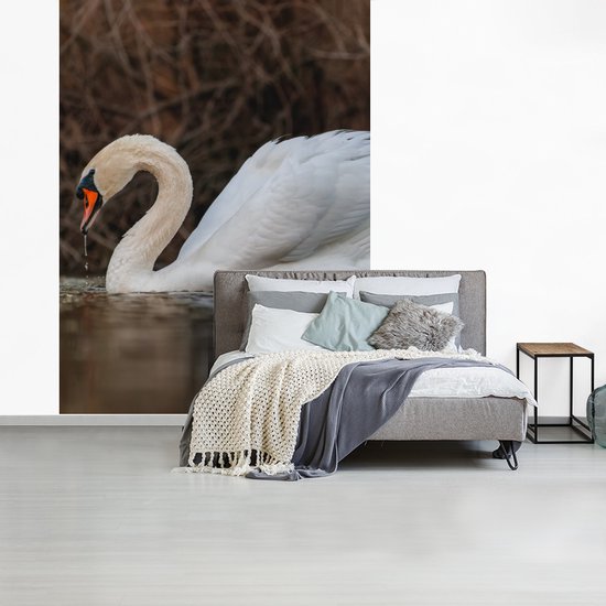 Behang - Fotobehang Zwaan - Water - Dieren - Vogel - Breedte 175 cm x hoogte 240 cm