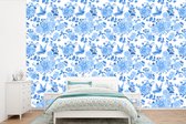 Papier Peint - Papiers Papier peint photo Fleurs - Roses - Blauw - Motifs - Largeur 330 cm x Hauteur 220 cm