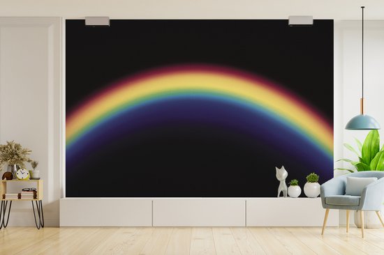 Papier peint photo Rainbow - fotobehang arc-en-ciel sur fond noir largeur 330 cm x hauteur 220 cm - Impression photo sur papier peint vinyle (disponible en 7 tailles) - chambre/salon/bureau