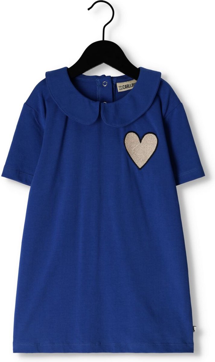 Carlijnq Sunnies - Collar T-shirt Wt Embroidery Tops & T-shirts Meisjes - Shirt - Donkerblauw - Maat 110/116