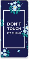 Telefoontasje Xiaomi 12T | 12T Pro Smartphone Hoesje Flowers Blue Don't Touch My Phone