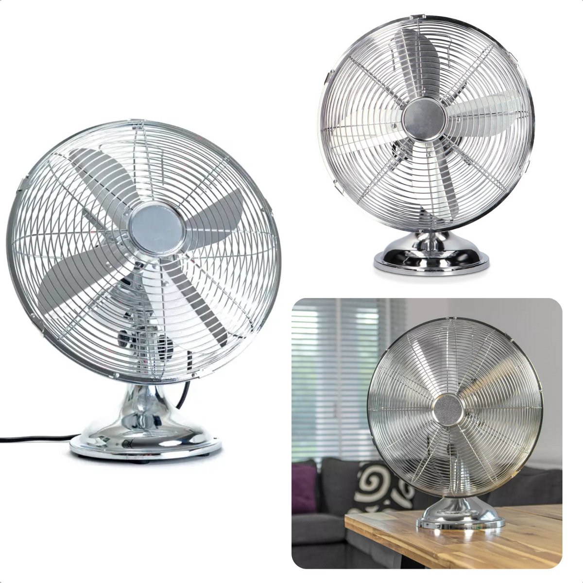 Cheqo® Tafelventilator - Staande Ventilator - Fan - 30 cm - Draai- & Kantelbaar - 3 Luchtstroomsnelheden