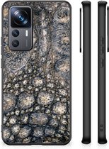Telefoon Hoesje Xiaomi 12T | 12T Pro Hippe Hoesjes met Zwarte rand Krokodillenprint