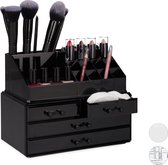 Confibel - Make-up Organizer - Cosmetica Organizer - Verstelbare Lades - Sieraden/Make-up - Cosmetica Opbergdoos - Zwart