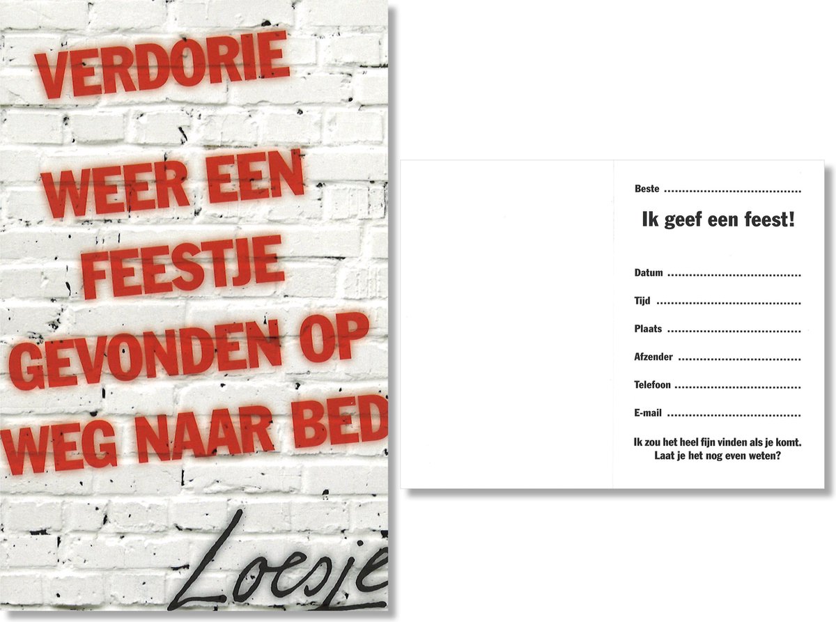 Loesje Uitnodiging 3x6= 18 stuks