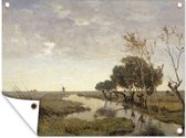 Tuinschilderij Een wetering bij Abcoude - Schilderij van Paul Joseph Constantin Gabriël - 80x60 cm - Tuinposter - Tuindoek - Buitenposter