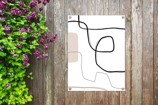 Tuinposter 60x80 cm - Tuindecoratie Abstract - Pastel - Minimalisme - Poster voor in de tuin - Buiten decoratie - Schutting tuinschilderij - Tuindoek muurdecoratie - Wanddecoratie balkondoek