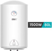 Aquamarin - Boiler - Elektrische boiler - Boiler 80 liter - Waterboiler - Waterverwarmer - Met ingebouwde thermometer - Antikalk - 1500W - 23,1 kg - Wit - H 87,5 cm x B 41 cm