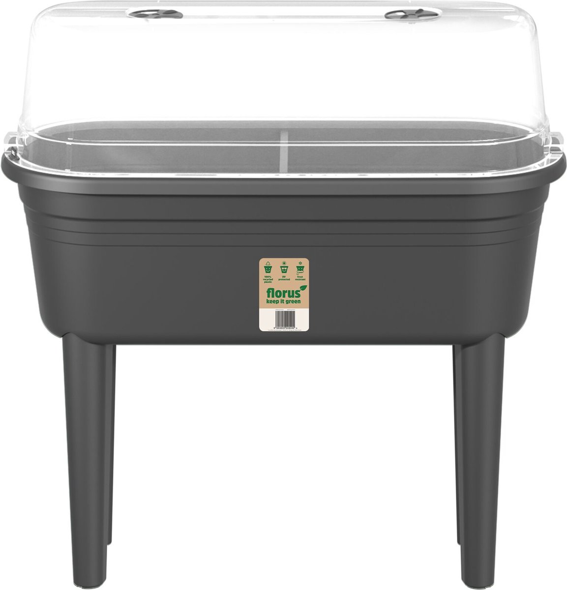 Bol.com Florus Kweektafel set - Plantenbak voor buiten kweken en oogsten - Inclusief kweekhuis - 26.4 x 37.0 x 78.0 - Antraciet aanbieding