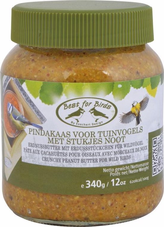 Best for Birds Vogelvoer - pindakaas met stukjes noot - 340 gram - in pot