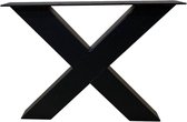 Set zwarte X tafelpoten 40 cm met stelvoeten (koker 8 x 8)