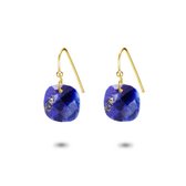 Twice As Nice Oorbellen in goudkleurig edelstaal, lapis lazuli vierkant