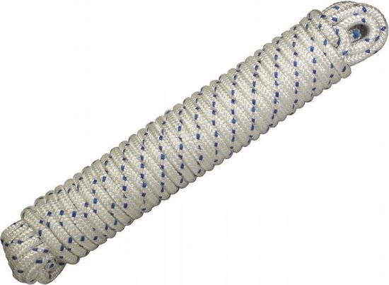 MACK gevlochten koord - Ø 12 mm x 15 mtr - Polypropyleen - Wit / blauw