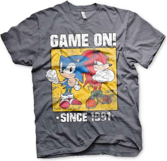 Sonic The Hedgehog Heren Tshirt -2XL- Game On Since 1991 Grijs