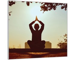 Acrylglas  –Yoga Zonsondergang-80x80 (Met ophang)