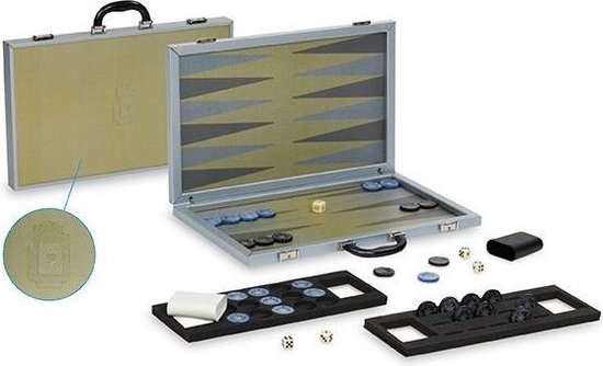 Afbeelding van het spel Dal Negro Backgammon 51,5 X 32 Cm Aluminium Geel 9-delig