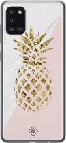 Samsung A31 hoesje siliconen - Ananas | Samsung Galaxy A31 case | Roze | TPU backcover transparant