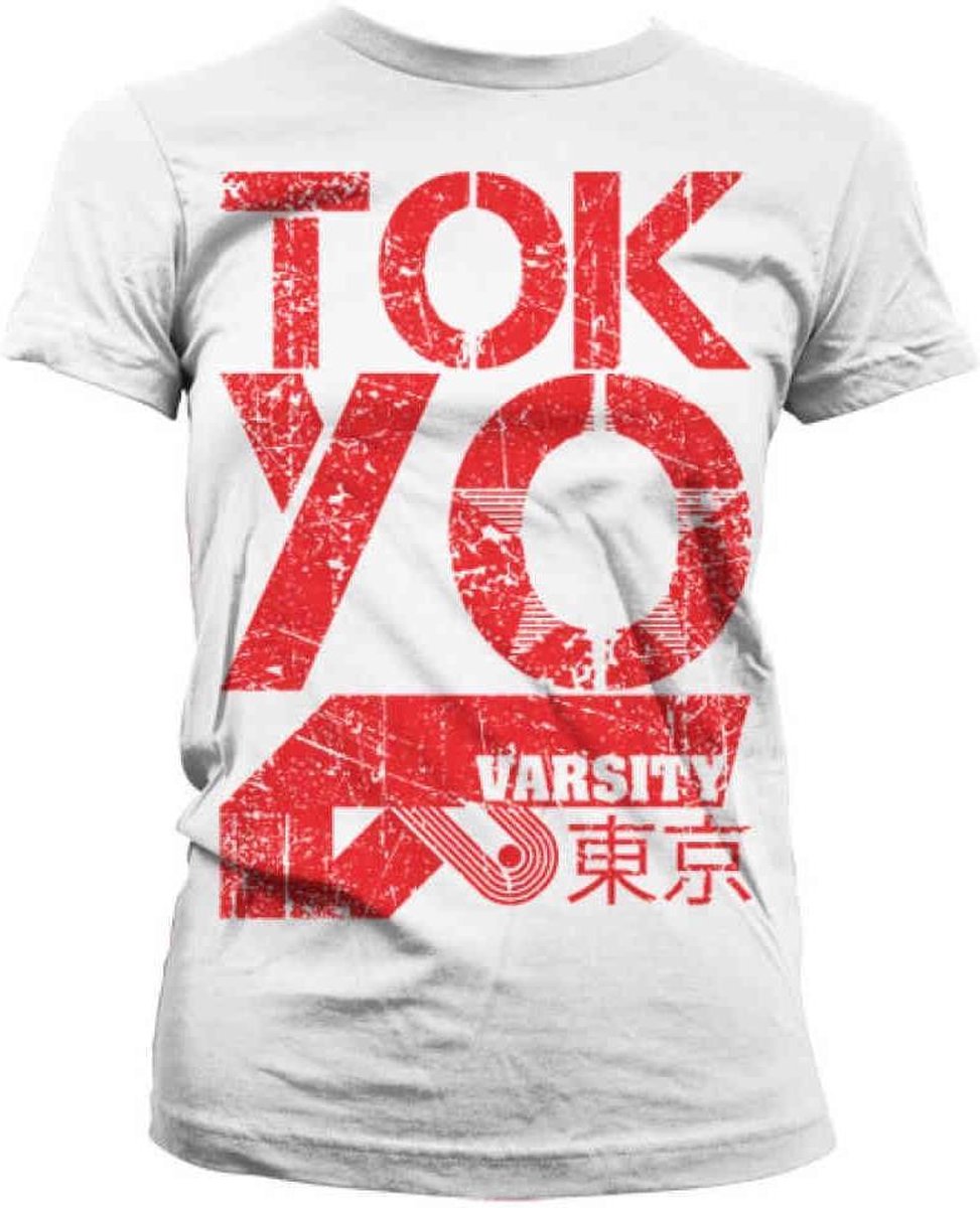 Dames Tshirt -M- Tokyo Varsity Wit