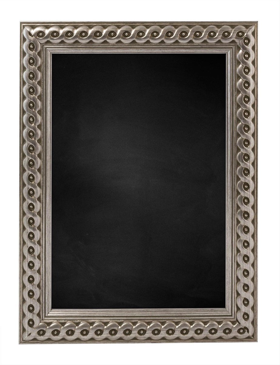 Afbeelding van product Merkloos / Sans marque  Zwart Krijtbord met Houten Lijst - Zilver - 66 x 86 cm - Lijstbreedte: 30 mm - Gevlochten