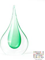 Design Beeld Drop groen - Fidrio Massive - glas, mondgeblazen - hoogte 25 cm