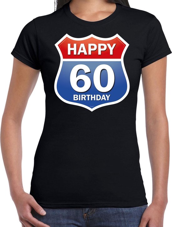 Happy birthday 60 jaar verjaardag t-shirt - zwart - dames - 60e verjaardag  route... | bol.com