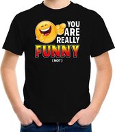 Funny emoticon t-shirt you are really funny not zwart voor kids XS (110-116)