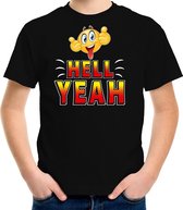 Funny emoticon t-shirt Hell yeah zwart kids S (122-128)