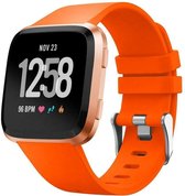 geschikt voor Fitbit Versa silicone band - oranje - Maat L